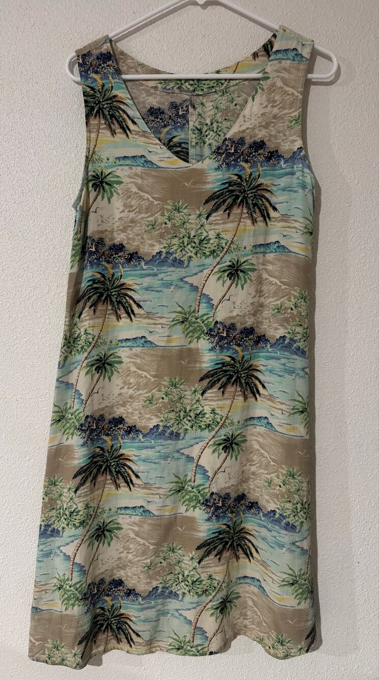 Vintage Talbots Hawaiian Tropical Island Print Shift Dress Sleeveless Size 6